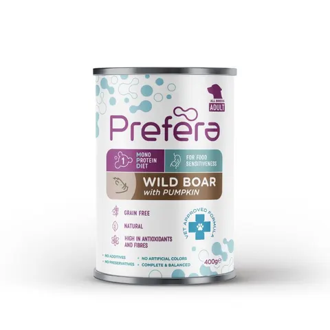 Prefera Dzik z Dynią 400 g – mokra karma monoproteinowa dla psa