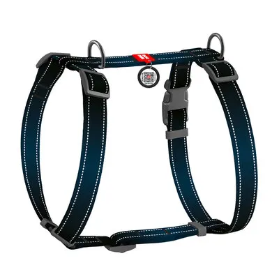 WAUDOG Nylon Mono szelki dla psa anatomiczne – odblaskowe, QR adresówka, czarne L