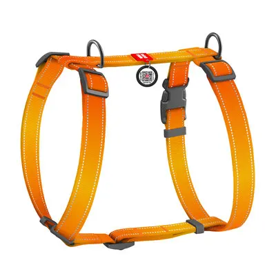 WAUDOG Nylon Mono szelki dla psa anatomiczne – odblaskowe, QR adresówka, pomarańczowe L