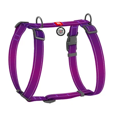 WAUDOG Nylon Mono szelki dla psa anatomiczne – odblaskowe, QR adresówka, fioletowe M