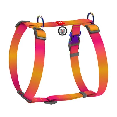 WAUDOG Nylon Recycled szelki dla psa anatomiczne – ekologiczne, gradient, QR adresówka, pomarańczowe L