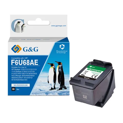 Tusz G&G zamiennik HP F6U68AE - czarny, 18 ml