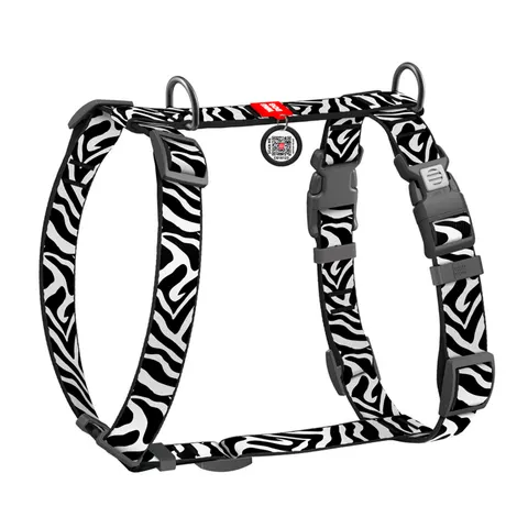 WAUDOG Nylon szelki dla psa anatomiczne – QR adresówka, wzór Zebra, L