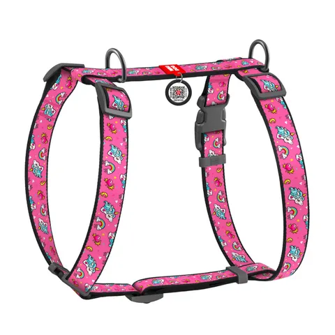 WAUDOG Nylon szelki dla psa anatomiczne – QR adresówka, wzór Jednorożce, L