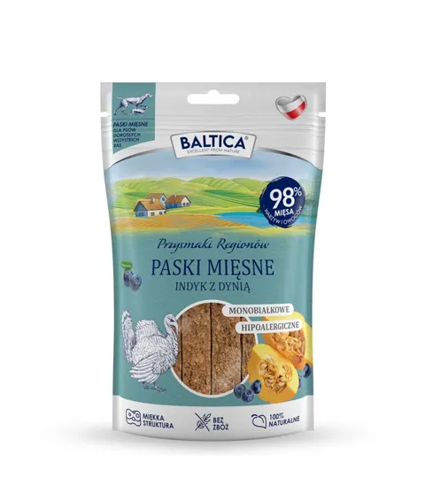 Baltica Smaki Regionów Paski Mięsne z Indyka z Dynią dla Psa 90 g