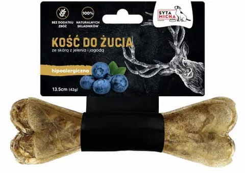 Kość do żucia dla psa hipoalergiczna jeleń z jagodami Syta Micha