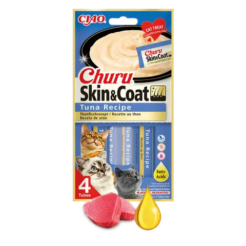 INABA Churu Skin Coat Tuna - tuńczyk - przysmaki dla kotów 4x14g