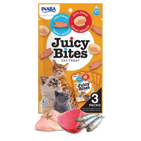 INABA Juicy Bites Wilgotne Przysmaki dla Kota (3 pack) - Ryba & Małże