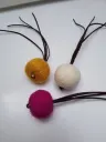 THE MISS CAT Piłeczka Wełniana WOOL z Rzemykiem - Niebieska
