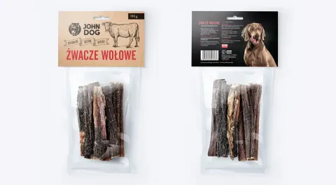JOHN DOG Suszone Żwacze Wołowe dla Psa 100g