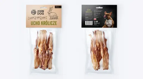 JOHN DOG Ucho Królicze dla Psa 10 szt.