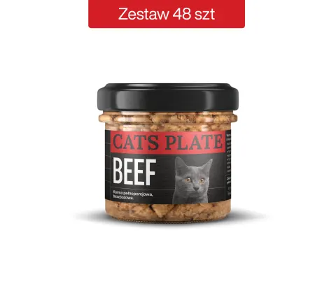 Zestaw 48 słoików - Cats Plate Beef 100g - oszczędzasz 94 PLN