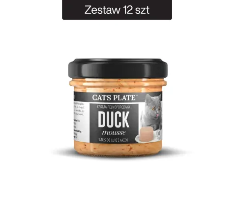 Zestaw 12 słoików - Cats Plate Duck Mousse 100g - oszczędzasz 9 PLN