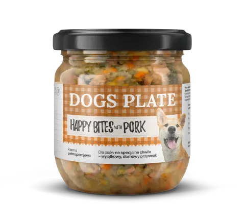 Dogs Plate Happy Bites z wieprzowiną 380g