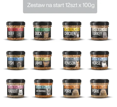 Zestaw 12 słoików na start - Cats Plate 100g