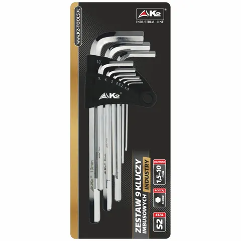 Zestaw 9 kluczy imbus długi K2 INDUSTRY 1,5 - 10