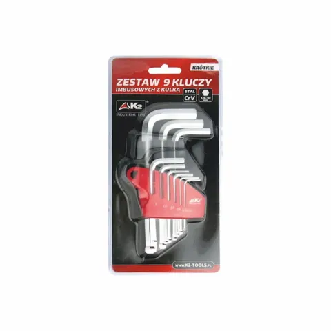 Zestaw 9 kluczy imbusowych z kulką K2 1,5-10 mm