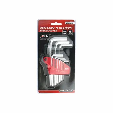 Zestaw 9 kluczy imbusowych krótkich K2 1,5-10 mm