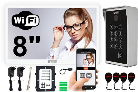 Wideodomofon 5TECH AHD WiFi VERUS ONE PLUS biały 8" + 84213 Czytnik kart Szyfrator