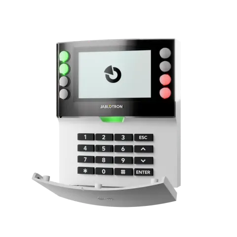 JA-115E Klawiatura przewodowa LCD z czytnikiem RFiD (biała)