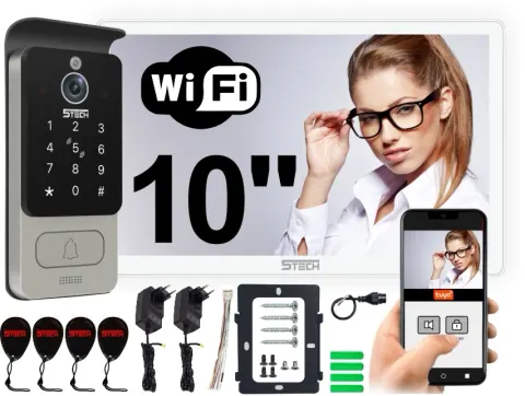 Wideodomofon AHD WiFi VERUS PLUS biały 10" + 84228 Czytnik Szyfrator 5TECH
