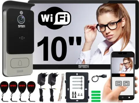 Wideodomofon AHD WiFi VERUS PLUS czarny 10" + 84228C Czytnik 5TECH