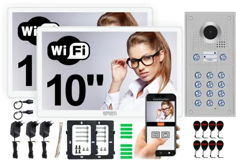 Wideodomofon dwurodzinny AHD WiFi 5TECH VERUS PLUS biały 10" 84222-2
