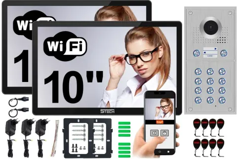 Wideodomofon dwurodzinny AHD WiFi 5TECH VERUS PLUS czarny10" 84222-2