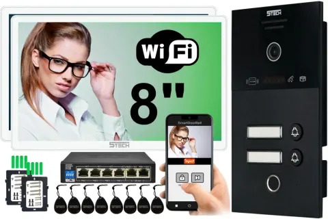 Wideodomofon dwurodzinny 5TECH IP 2 x VERMIS ONE 8'' biały 83253-2