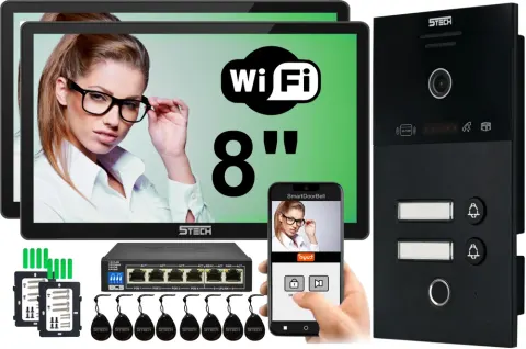 Wideodomofon dwurodzinny 5TECH IP 2 x VERMIS ONE 8'' czarny 83253-2