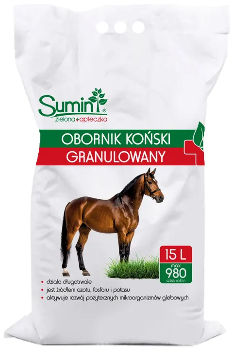 Obornik koński granulowany – 15 l – poprawia glebę i wzmacnia plony – Sumin