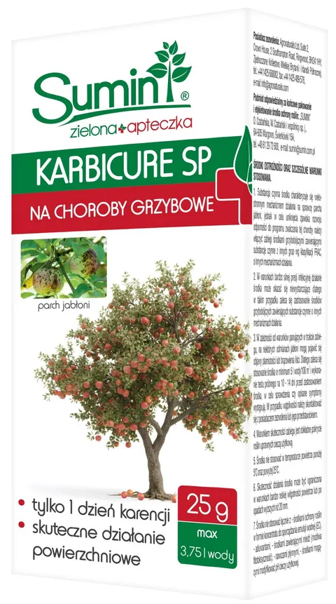 Oprysk na parcha jabłoni Karbicure SP – 25 g – ochrona i regeneracja liści – Sumin
