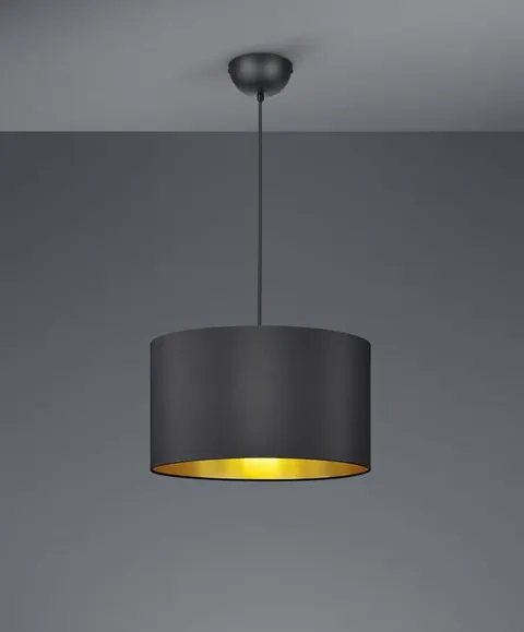 Lampa wisząca z okrągłym abażurem Trio 308200179 Hostel E27 40cm czarny