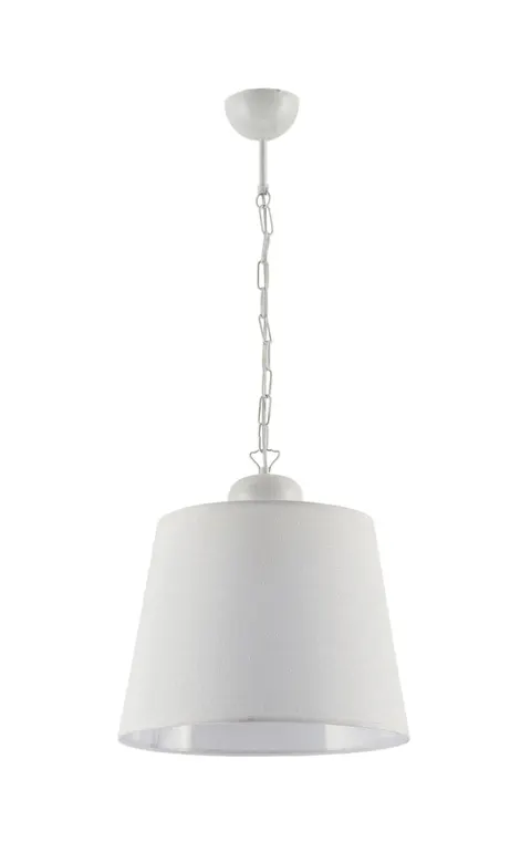 Biało szara pojedyncza lampa wisząca z abażurem Jupiter 1343 Kamelia E27 38cm