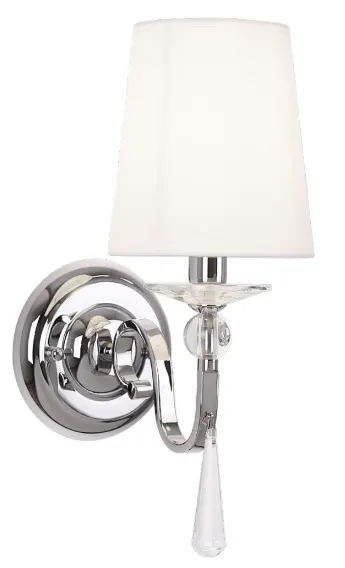 Chromowany kinkiet glamour z kryształkiem i abażurem Max Light W0067 Charlotte E14