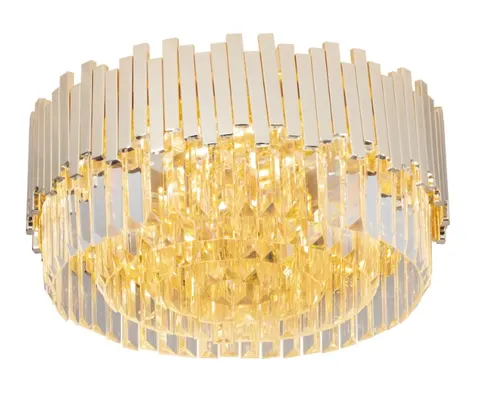 Złoty okrągły kaskadowy plafon z kryształkami Max Light C0165 Trend 8xE14 45cm