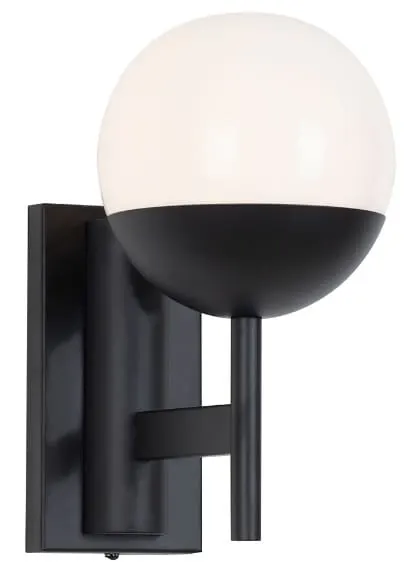 Czarny kinkiet z białym kloszem kulą na nóżce Max Light W0255 Dallas E14