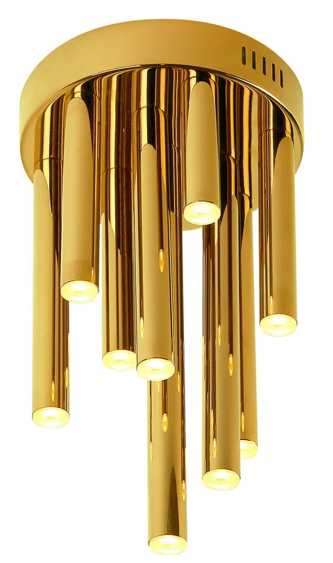 Plafon złote walce tuleje Max Light C0197d Organic 10x1W LED 3000K 20cm
