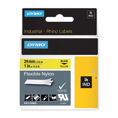 Taśma DYMO 1734525 - 3.5m × 24mm, RHINO, czarny druk / żółty podkład