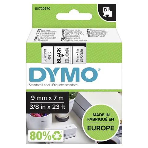 Taśma DYMO 40910 - 7m × 9mm, D1, czarne