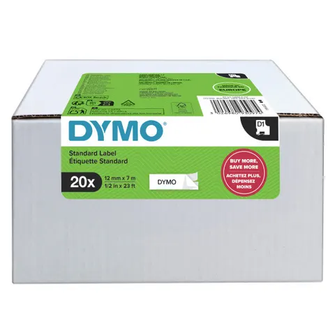 Taśma DYMO 2231632 - 7m × 12mm, czarny druk / biały podkład