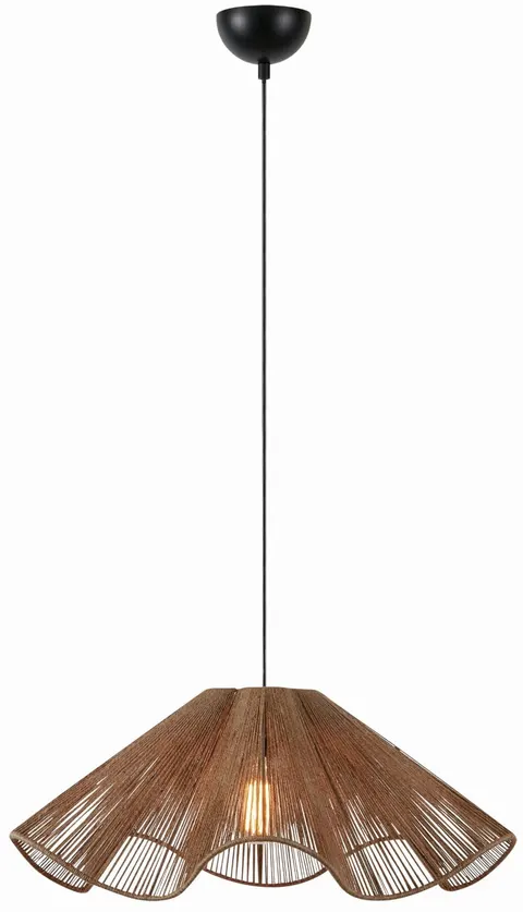 Czarna lampa wisząca z jutowym abażurem MarkSlojd 108681 Nami E27 60cm