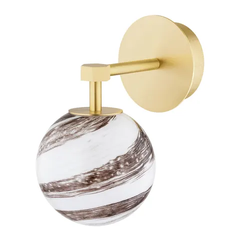 Mosiężna lampa ścienna z szklanym kloszem kulą Argon 8500 Aruba E14