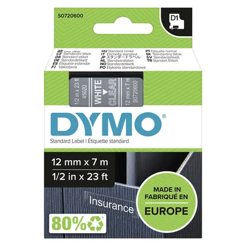 Taśma DYMO 45020 - 7m × 12mm, D1, białe