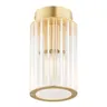 Mosiężna lampa sufitowa z walcowym ryflowanym kloszem Argon 8501 Hampton E14 10cm