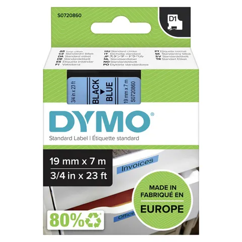 Taśma DYMO 45806 - 7m × 19mm, D1, czarny druk / niebieski podkład