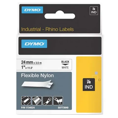 Taśma DYMO 1734524 - 3.5m × 24mm, RHINO, czarny druk / biały podkład