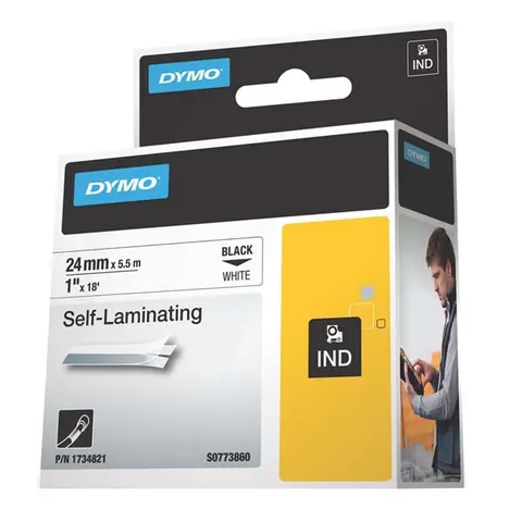 Taśma DYMO 1734821 - 5.5m × 24mm, RHINO, czarny druk / biały podkład