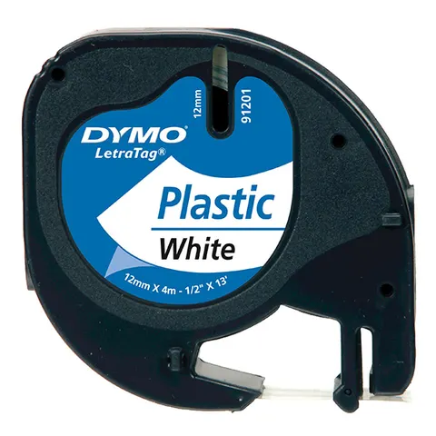 Taśma DYMO S0721660 - 4m × 12mm, LetraTag, czarny druk / biały podkład
