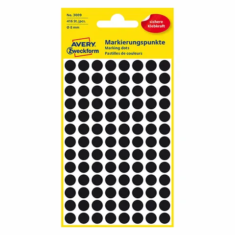 Etykiety AVERY 3009 - czarne, 104 et./arkusz, 4 arkuszy